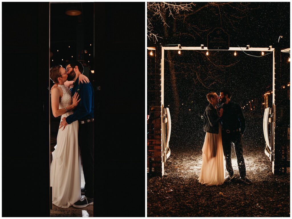 Moody wedding portraits at Forest City Brewery.