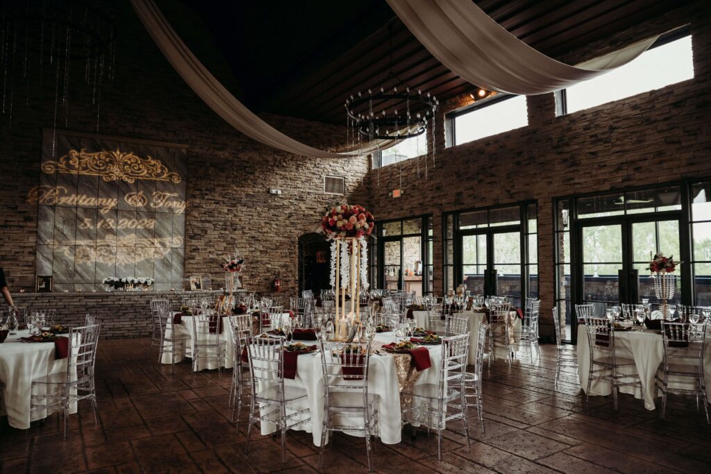 Wedding venue details at Bella Amore on Enchanted Acres.