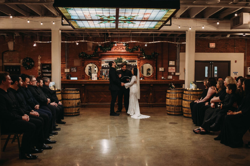 Ceremony in Tasting Room at Great Lakes Brewery in Winter.