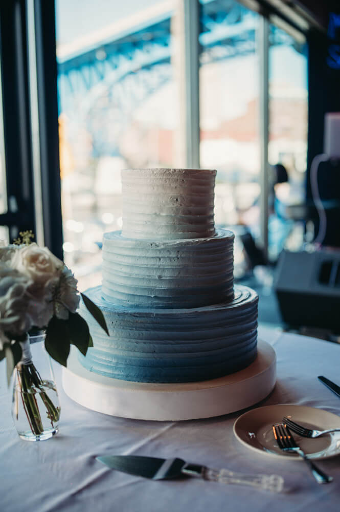 Blue ombre simple cake at Music Box Cleveland.