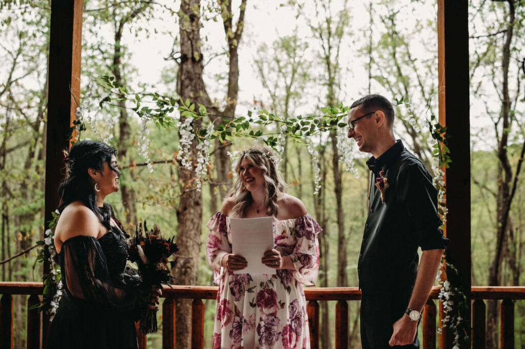 Friend marries eloping couple at Hocking HIlls.