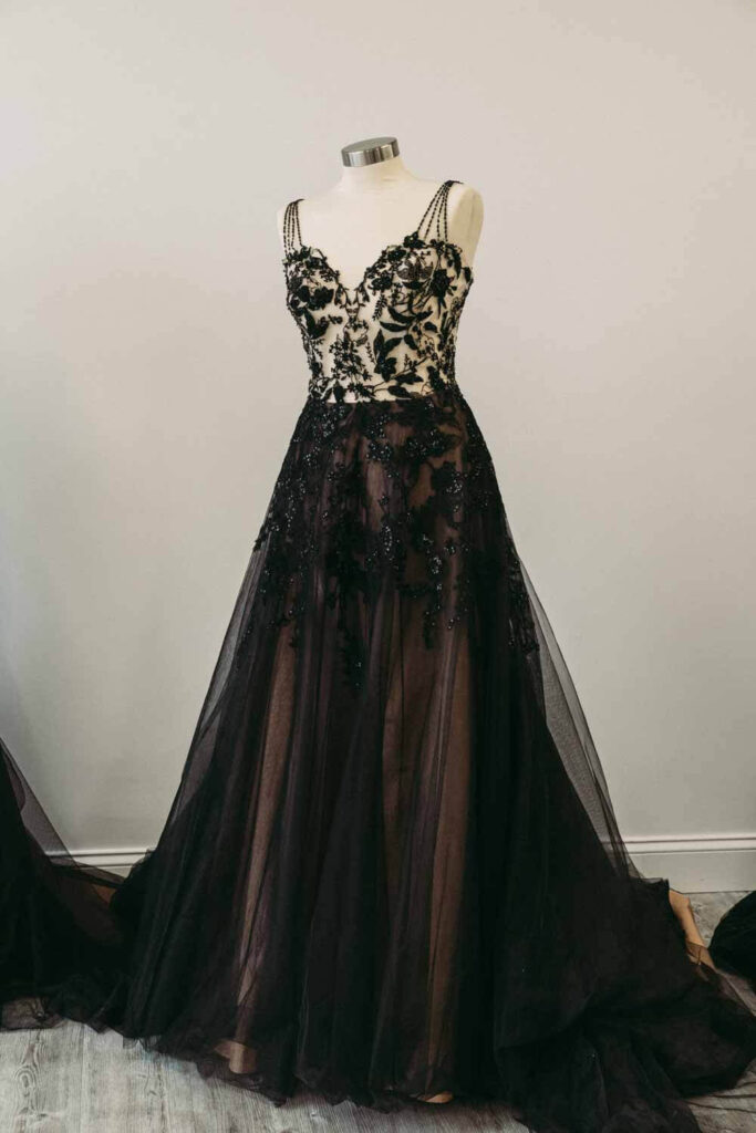 Unique and gothic wedding dress in Cleveland Ohio.