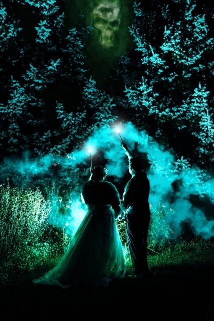Couple defends Hogwarts against the Dark Mark at Universal Orlando Wedding,