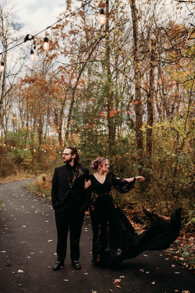 Woods at Eisler venue couple non traditional attire